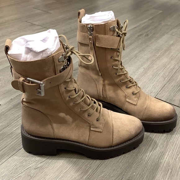 Sam Edelman Shoes - Sam Edelman Junip  Lug Sole Combat Taupe Suede Boots size 7